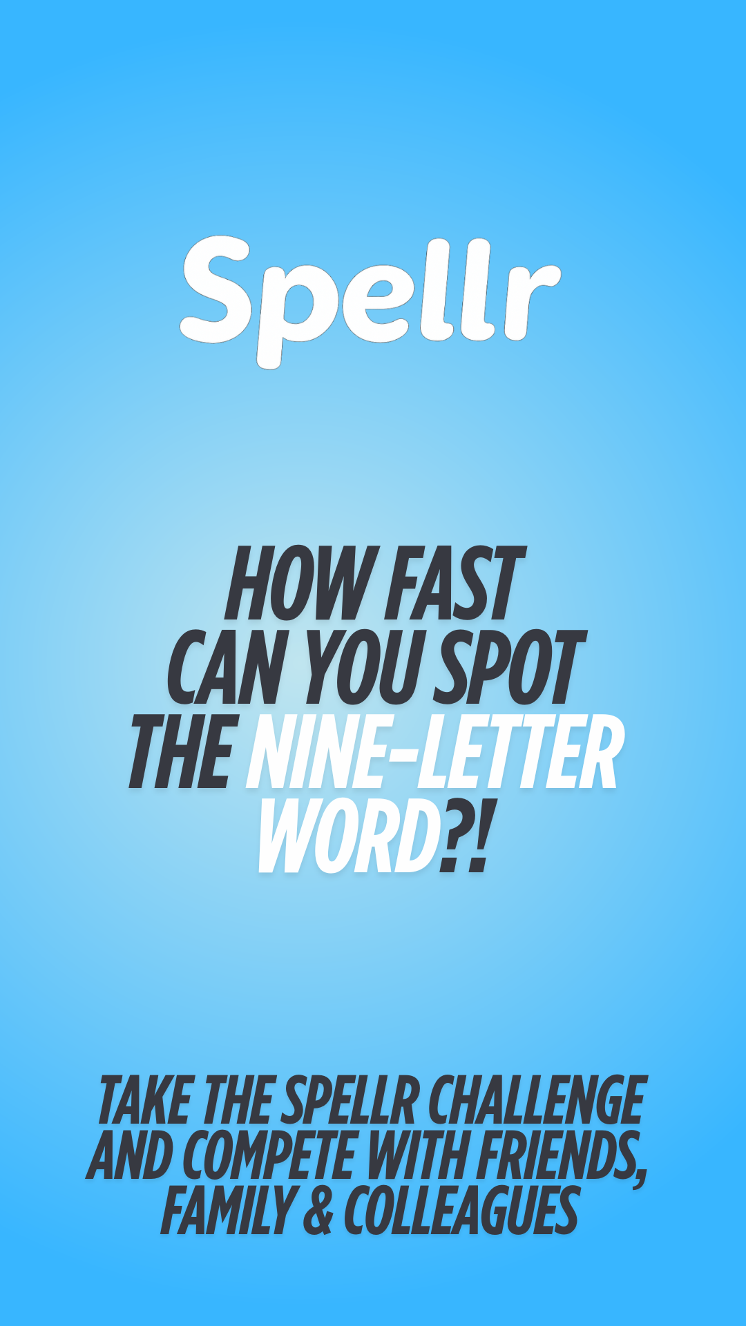 Spellr Daily Challenge promotional screen.