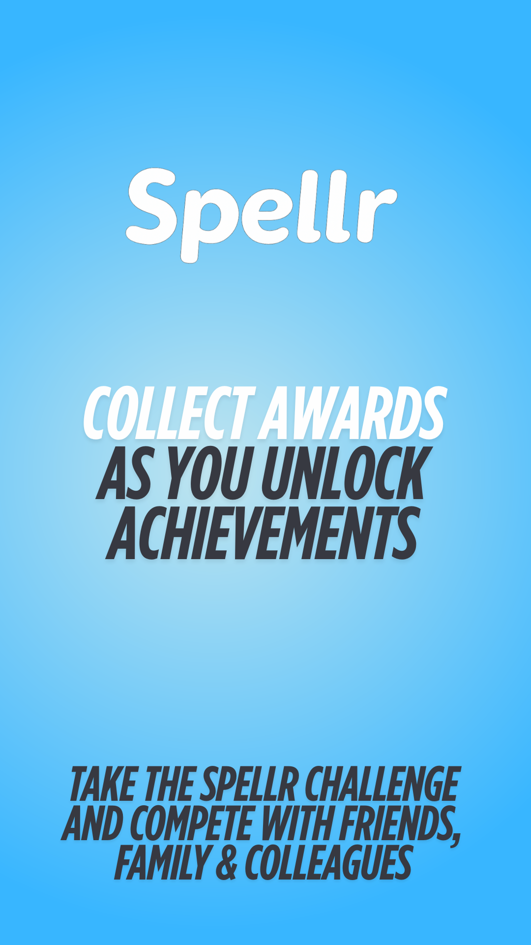 Spellr promotional art highlighting playing with friends.